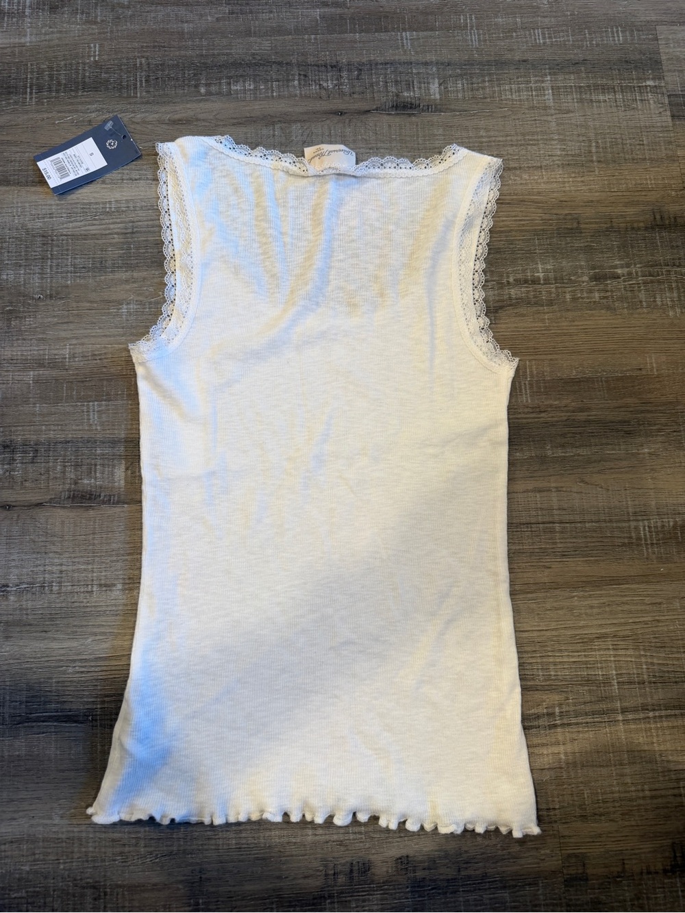 Universal Thread White Lace-Trim Ribbed Tank Top - Picture 3 of 4